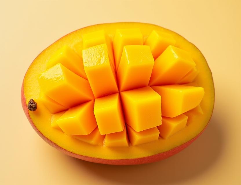 カットされた完熟のアップルマンゴー